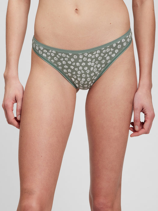 Stretch Cotton Thong - sage green floral