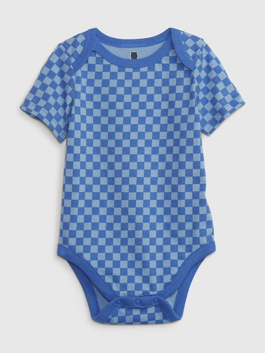 Baby 100% Organic Cotton Mix & Match Graphic Bodysuit - blue checker