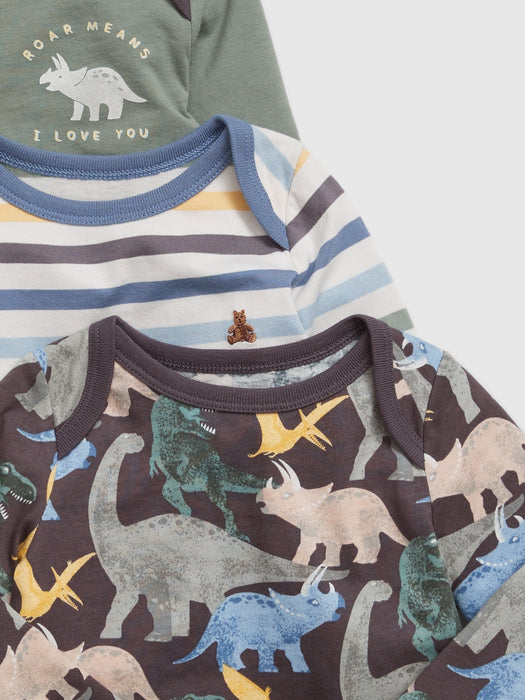 Baby 100% Organic Cotton Mix & Match Dinosaur Bodysuit (3-Pack) - dinosaur