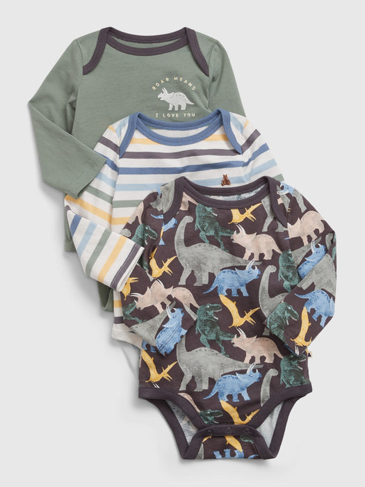 Baby 100% Organic Cotton Mix & Match Dinosaur Bodysuit (3-Pack) - dinosaur