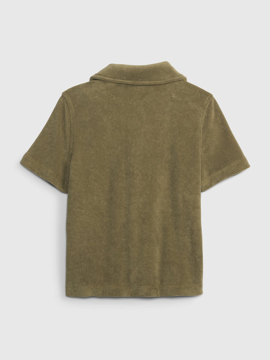 Toddler Towel Terry Button-Down Shirt - olive green