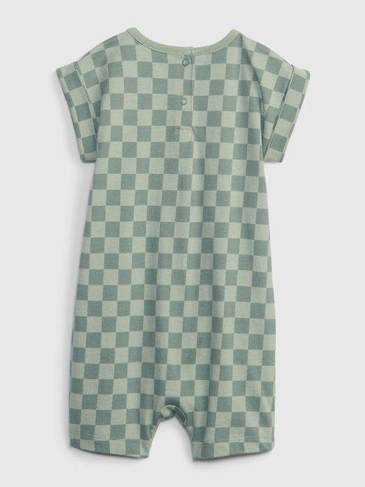 Baby Checkered Shorty One-Piece - gasoline green