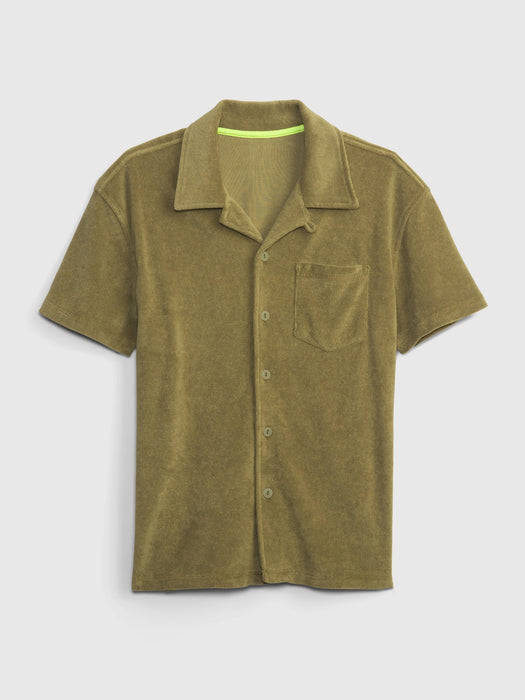 Kids Towel Terry Button-Down Shirt