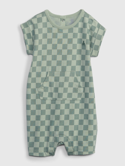 Baby Checkered Shorty One-Piece - gasoline green