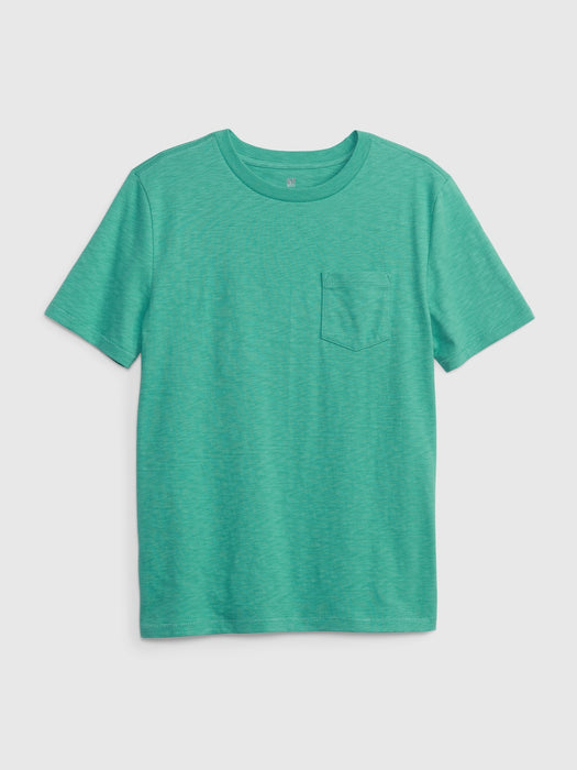 Kids 100% Organic Cotton Pocket T-Shirt - lagoon