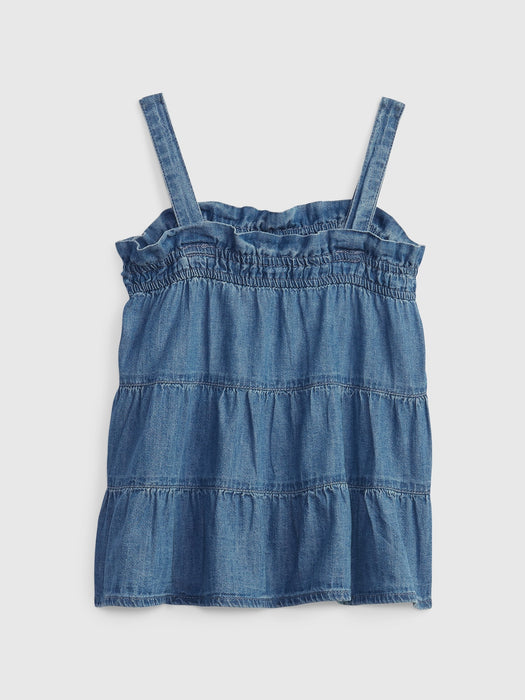 Toddler Tiered Denim Tank Top with Washwell - medium wash