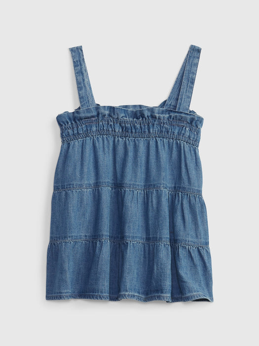 Toddler Tiered Denim Tank Top with Washwell - medium wash