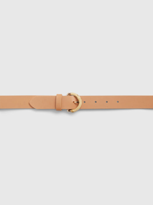 Leather Belt with Bamboo Buckle