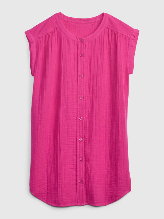 Kids Crinkle Gauze Tunic Dress - phoebe pink