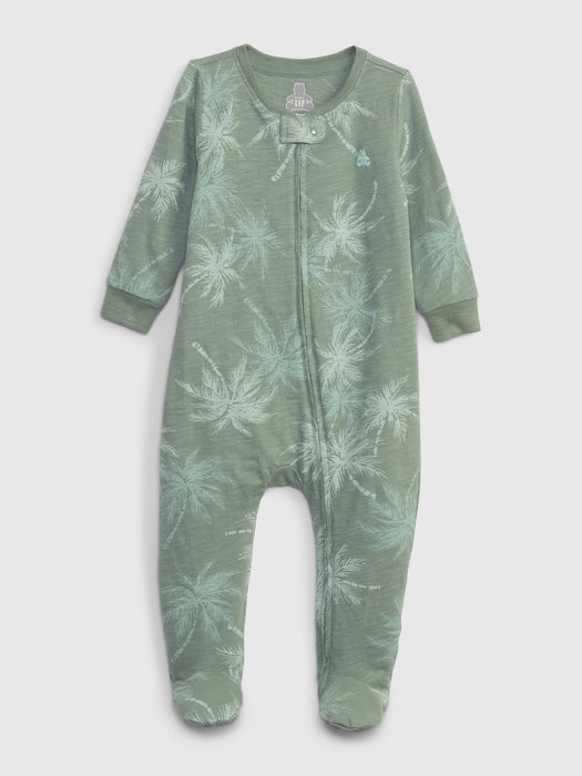 Baby Slub Footed One-Piece - green