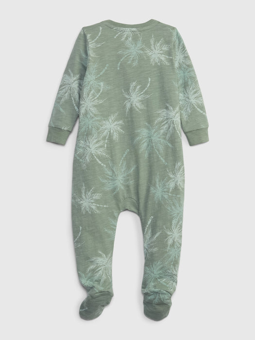 Baby Slub Footed One-Piece - green