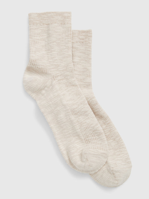 Slub Cotton Crew Socks - new sand beige