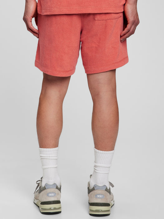 Towel Terry Pull-On Shorts - coral sunrise