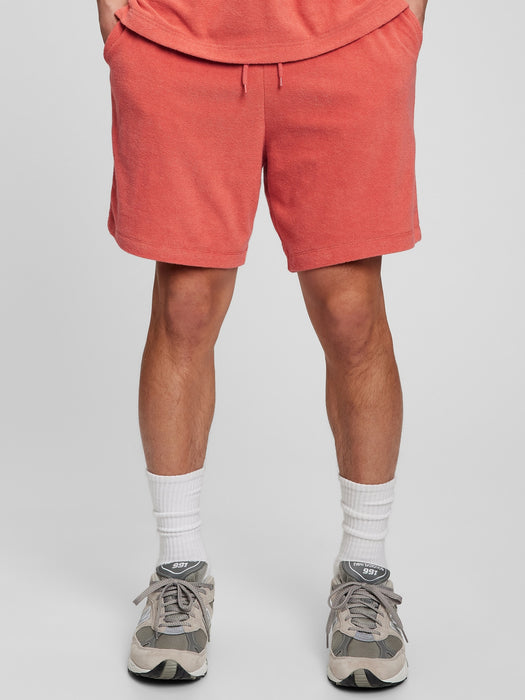 Towel Terry Pull-On Shorts - coral sunrise