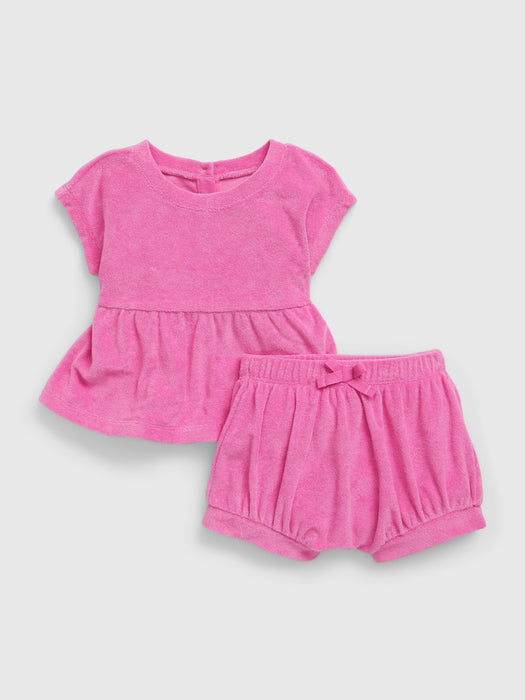 Baby Towel Terry 2-Piece Outfit Set - phoebe pink