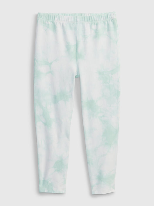 Kids Organic Cotton Capri Leggings - green tie dye