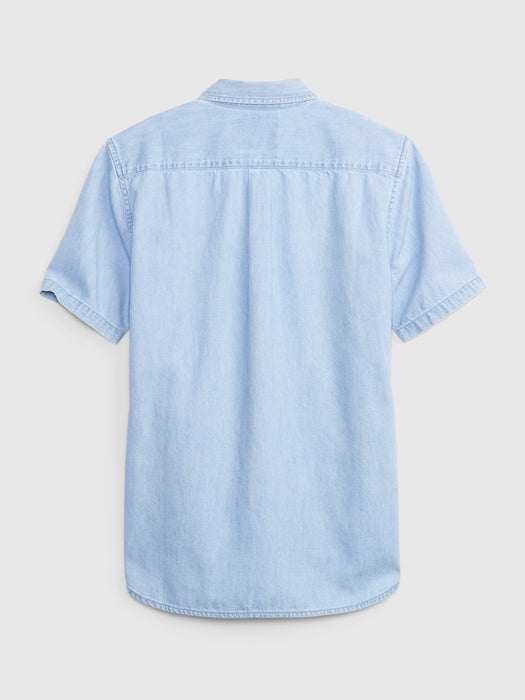 Teen Denim Button-Down Shirt with Washwell