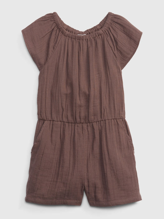 Toddler Crinkle Gauze Romper - peppercorn brown