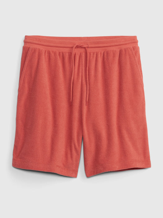 Towel Terry Pull-On Shorts - coral sunrise