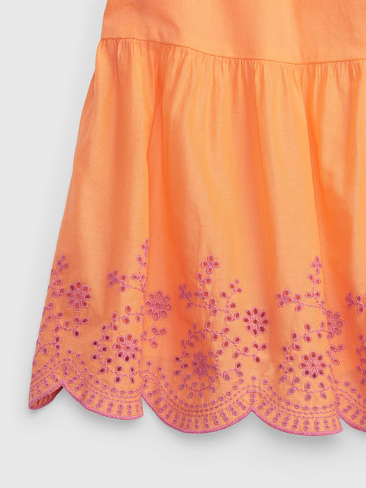 Toddler Eyelet Tiered Tank Dress - orange neon coral