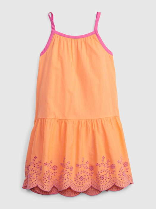 Toddler Eyelet Tiered Tank Dress - orange neon coral