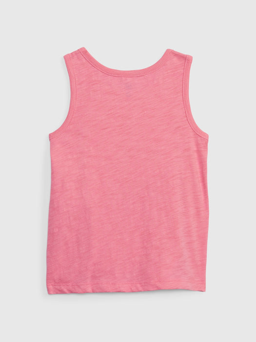 Toddler 100% Organic Cotton Tie-Front Graphic Tank Top - neon impulsive pink