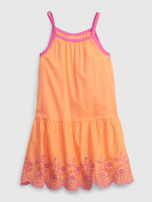 Toddler Eyelet Tiered Tank Dress - orange neon coral