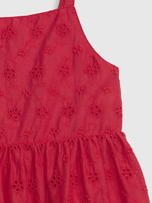 Toddler Eyelet Tiered Tank Dress - bird of paradise red