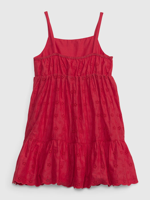 Toddler Eyelet Tiered Tank Dress - bird of paradise red