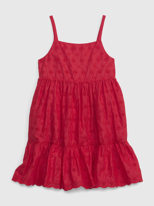 Toddler Eyelet Tiered Tank Dress - bird of paradise red