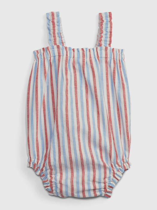 Baby Linen-Cotton Bubble Shorty One-Piece - new off white