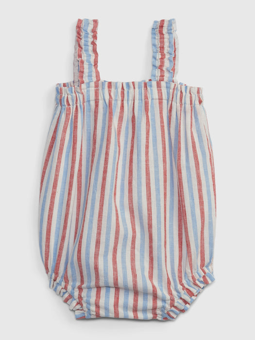 Baby Linen-Cotton Bubble Shorty One-Piece - new off white