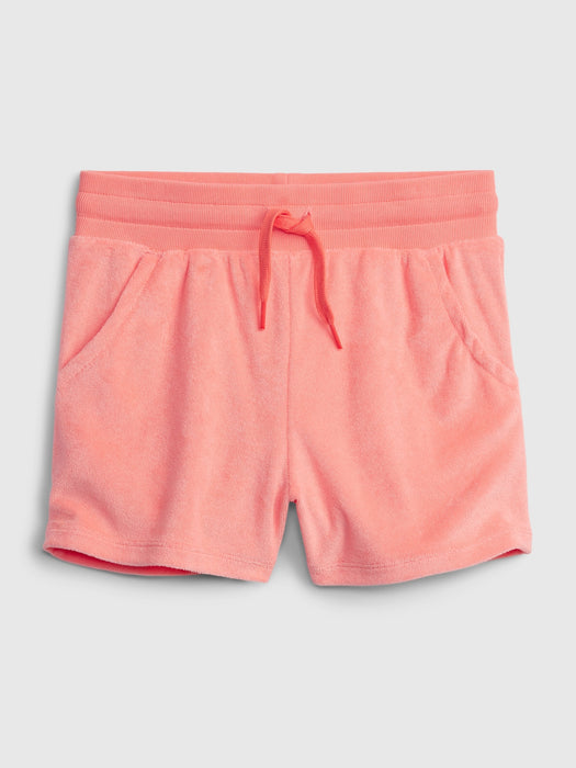 Kids Towel Terry Shorts - neon coral volt