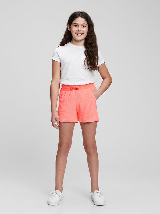 Kids Towel Terry Shorts - neon coral volt