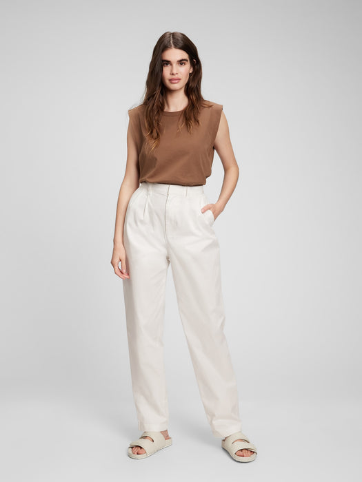 High Rise Pleated Khaki with Washwell - new off white