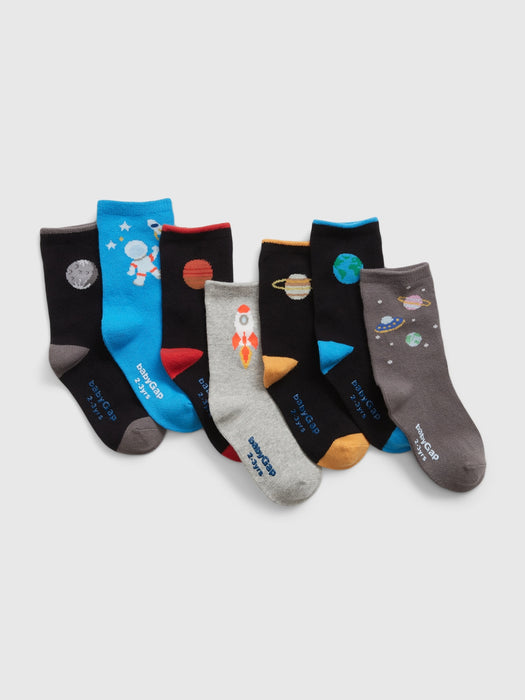 Toddler Space Print Crew Socks (7-Pack)