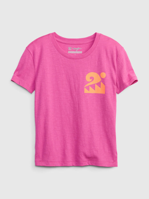 Gap &#215 Bailey Elder Kids 100% Organic Cotton Graphic T-Shirt - phoebe pink