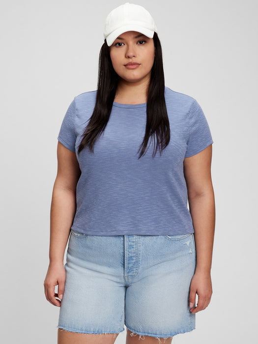 Rib Cap Sleeve T-Shirt - larkspur blue