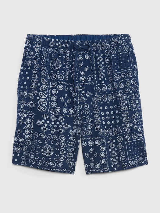 7" Easy Shorts with E-Waist - blue bandana print