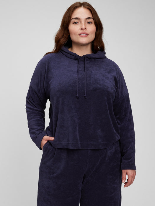 Towel Terry Hoodie - navy blue