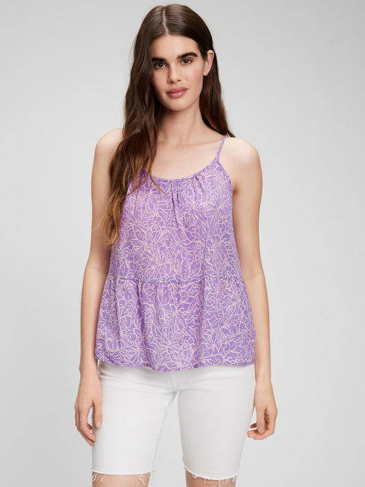 Peplum Cami - purple floral