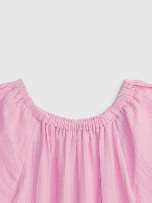 Kids Crinkle Gauze Romper - sugar pink