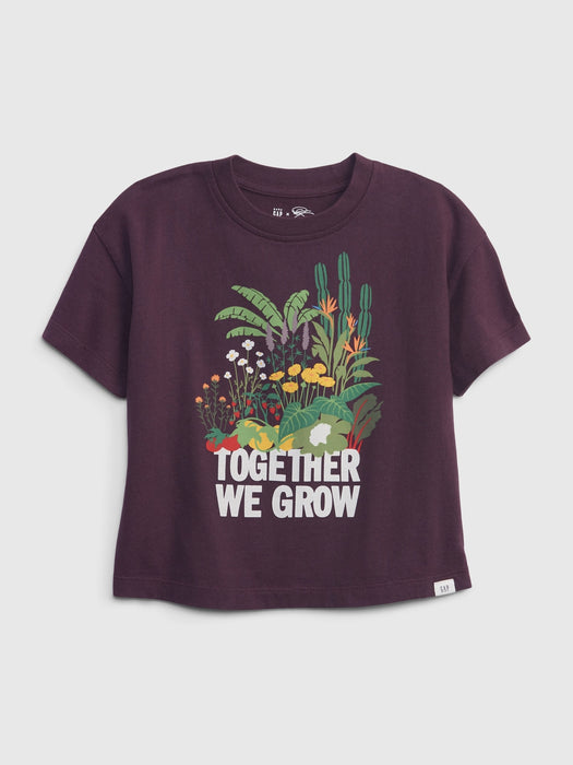 Gap &#215 Ron Finley Toddler 100% Organic Cotton Relaxed Graphic T-Shirt - blackberry