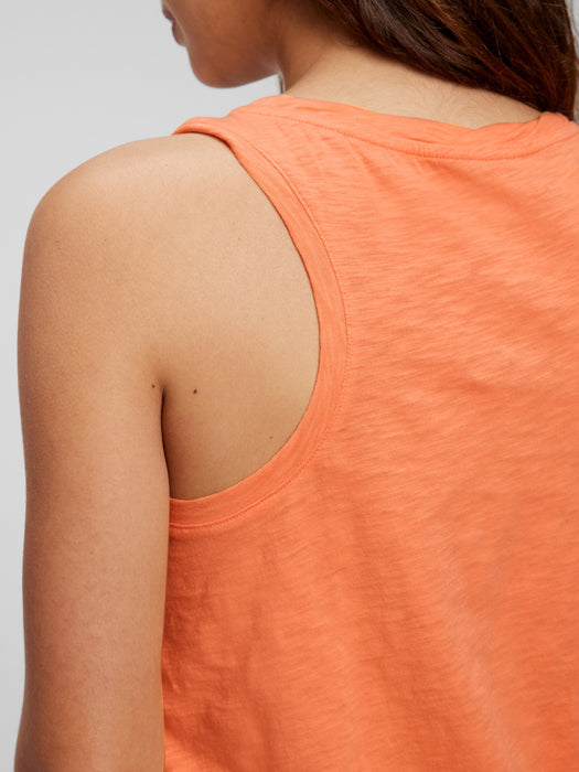 100% Organic Cotton Racerback Tank Top - orange neon coral