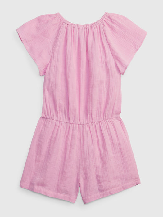 Kids Crinkle Gauze Romper - sugar pink