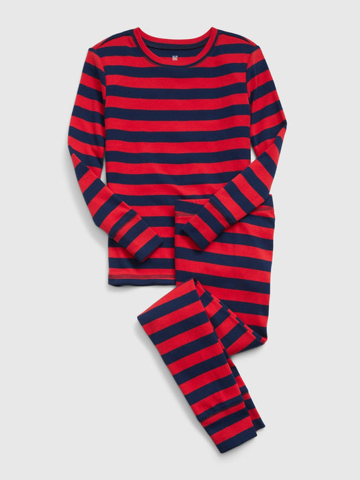 Kids 100% Organic Cotton Stripe PJ Set - red stripe