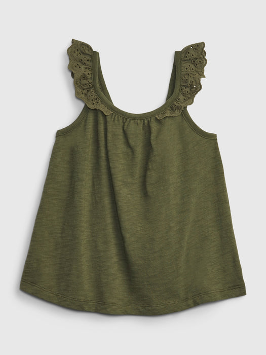 Toddler Eyelet Flutter Tank Top - army jacket green