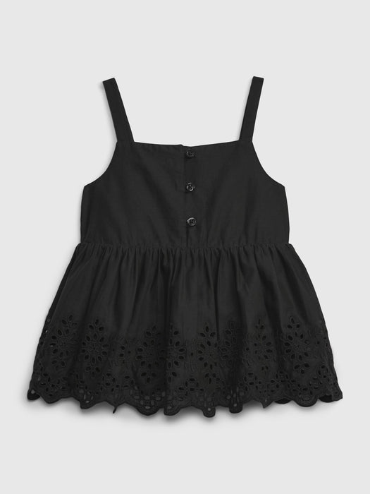 Toddler Eyelet Tank Top - moonless night black