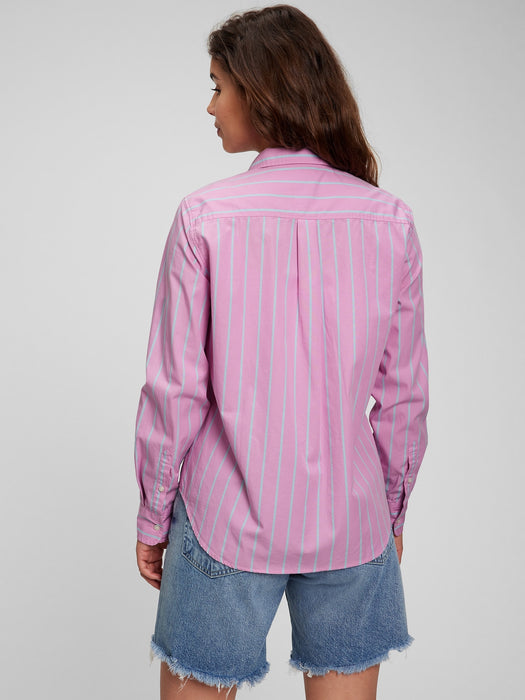 100% Organic Cotton Perfect Shirt - blue & pink stripe