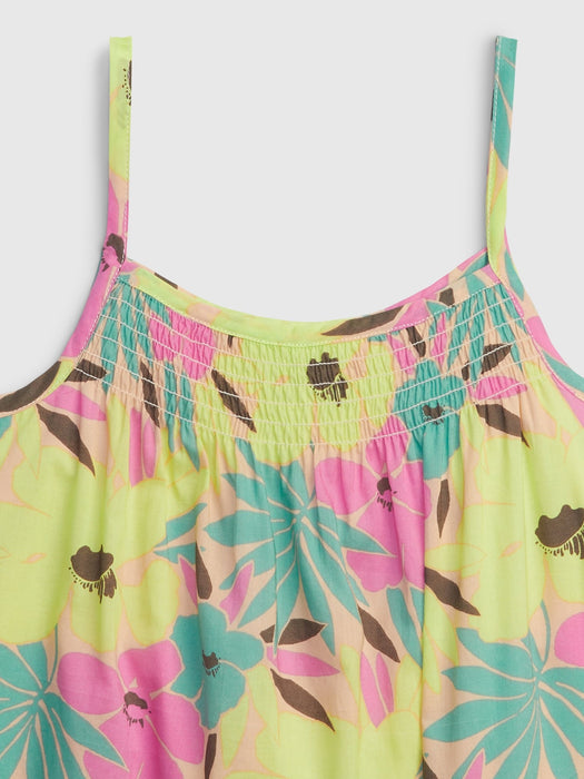 Kids Smocked Strappy Tank Top - multi floral